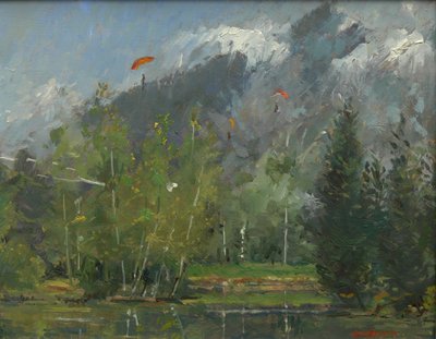Hang gliders at Chamonix by Pat Maclaurin